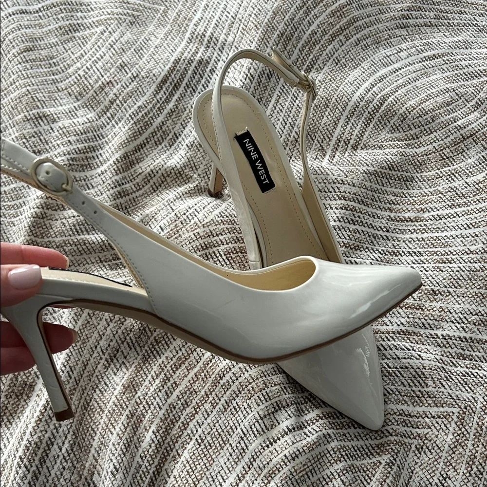 Only worn once! Nine West Cream Slingback Heels - Picture 2 of 7